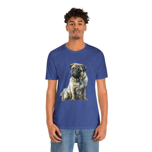 Loving Pug in Watercolor - Short Sleeve Tee